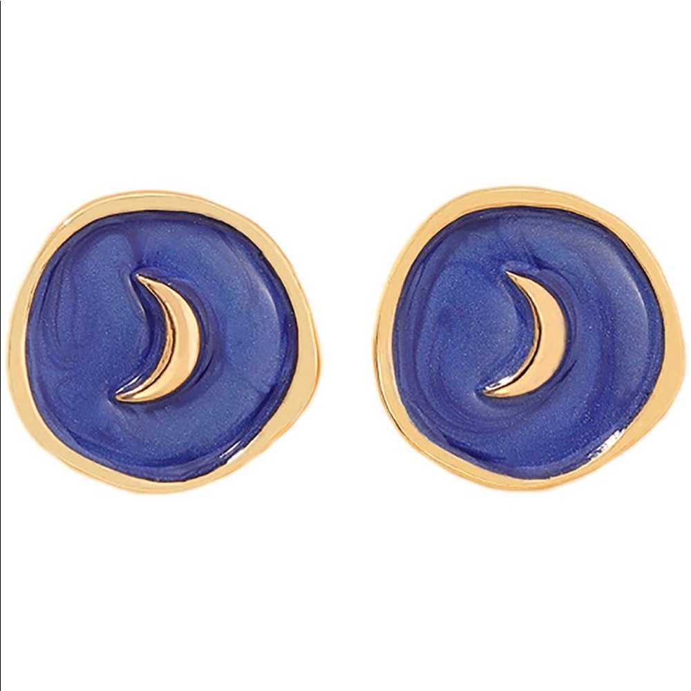 Celestial moon enamel earrings